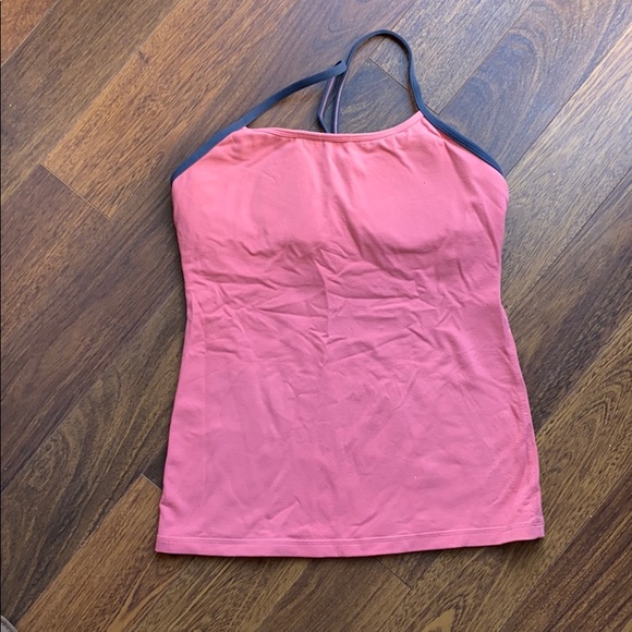 Lululemon Coral/grey Power Y workout top - Picture 1 of 4